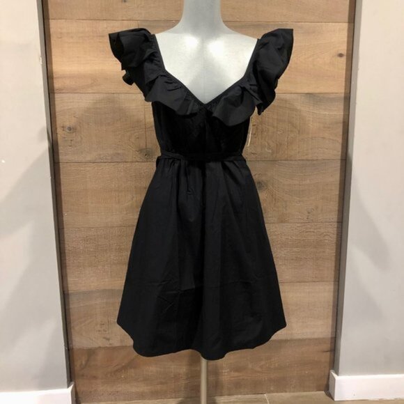 NWT French Connection Azaa Poplin black cotton Dress Size 2 - Picture 4 of 7